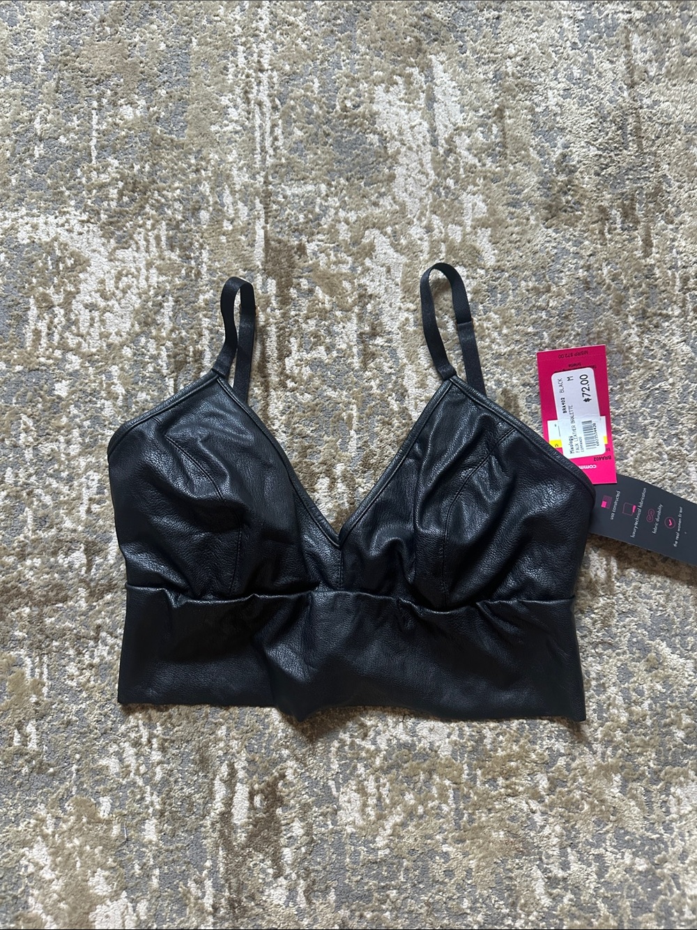 Commando Black Faux Leather Bralette